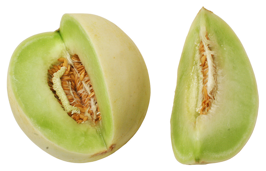 Melón miel abierto por la mitad